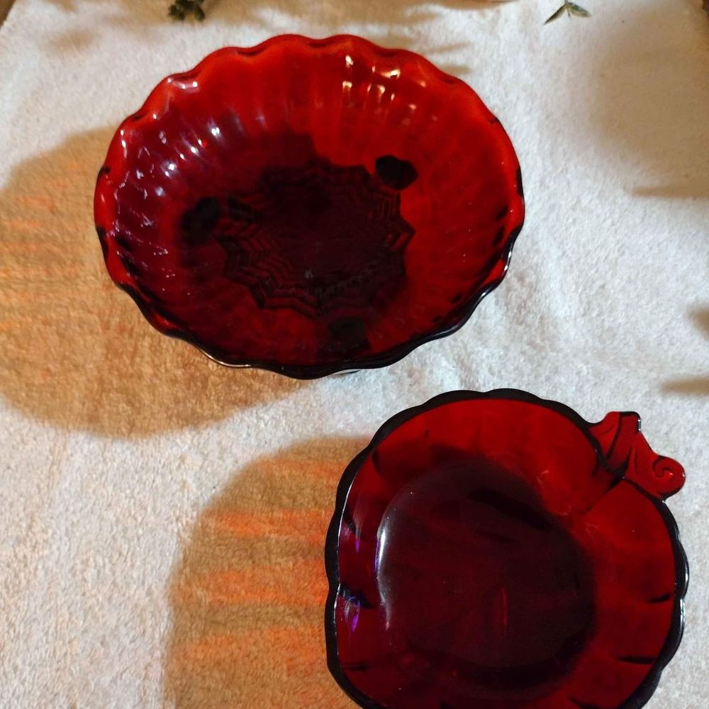 2 Vintage Ruby Red Dishes
